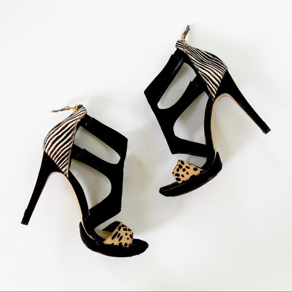 Dolce Vita Shoes - Dolce Vita Mixed Suede/Animal Fur Heel Sandal 7.5